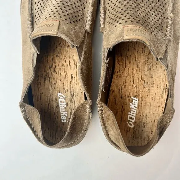 OluKai Men's Moloa Kohana Slip-On Leather Loafers Shoes Clay Sz 8