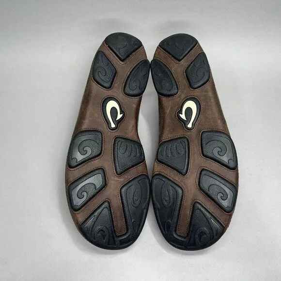 OluKai Men's Size 11.5 Moloa Kapa Brown Canvas Loafers