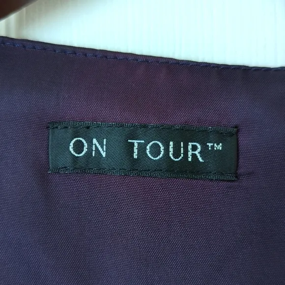 On Tour 80's Vintage Funky Dog Lover Tapestry Button Up V-neck Vest Navy Medium