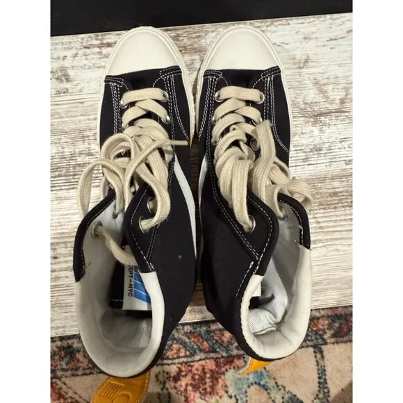 ONCEPT Bogota Hi Top Black &amp; White Sneakers Size 7 With Yellow Accents