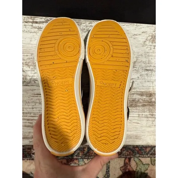 ONCEPT Bogota Hi Top Black &amp; White Sneakers Size 7 With Yellow Accents