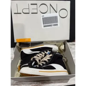 ONCEPT Bogota Hi Top Black &amp; White Sneakers Size 7 With Yellow Accents