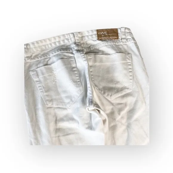 One Teaspoon ☻︎ Trashed Freebirds Skinny Ankle Zipper Denim Jeans ☻︎ White ☻︎ 25