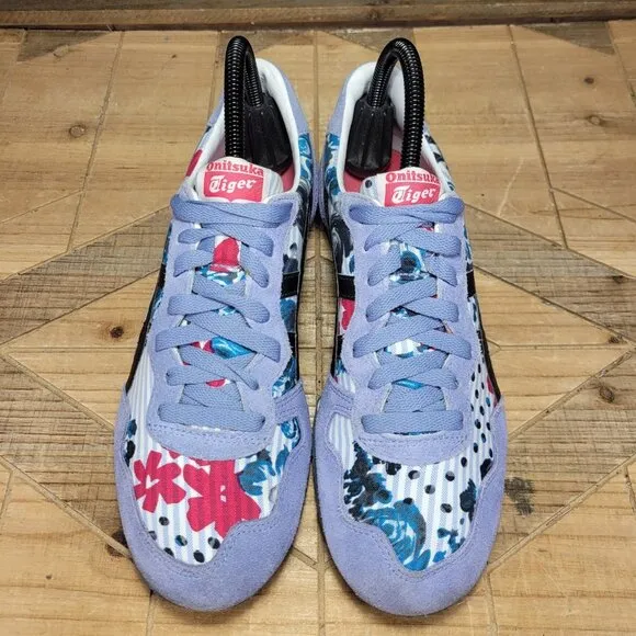 Onitsuka Tiger Serrano Womens Shoes Size 8.5 Blue Floral Retro Athletic Sneakers
