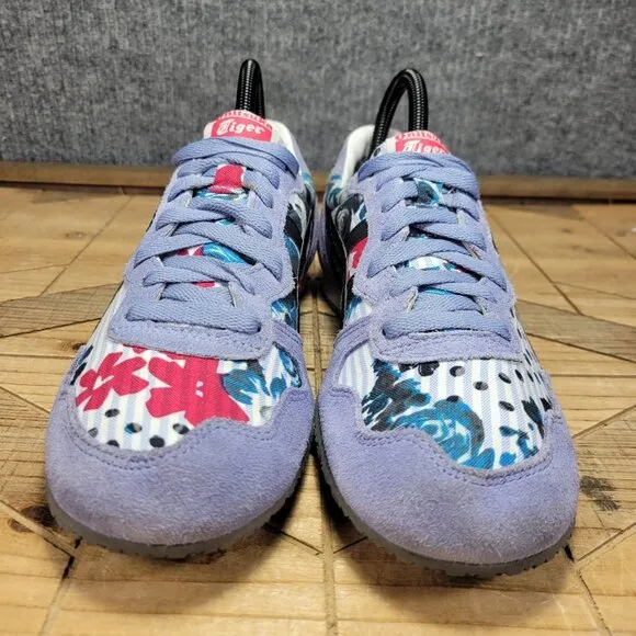 Onitsuka Tiger Serrano Womens Shoes Size 8.5 Blue Floral Retro Athletic Sneakers