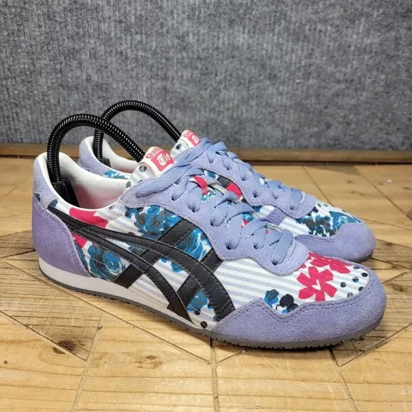 Onitsuka Tiger Serrano Womens Shoes Size 8.5 Blue Floral Retro Athletic Sneakers