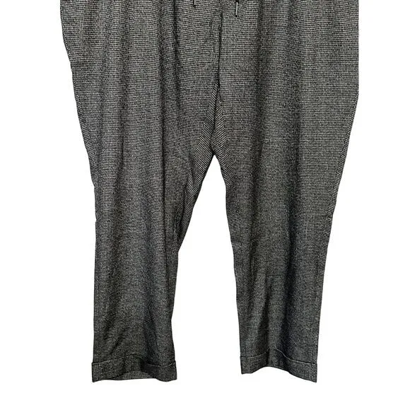 Open Edit Houndstooth Crop Pants Adjustable Drawstring Black Gray Men's 2XL NWT