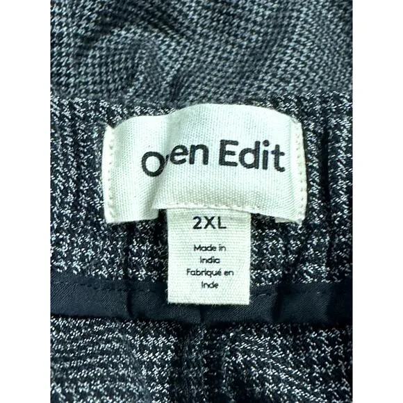 Open Edit Houndstooth Crop Pants Adjustable Drawstring Black Gray Men's 2XL NWT