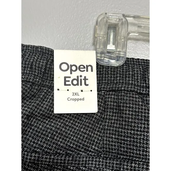 Open Edit Houndstooth Crop Pants Adjustable Drawstring Black Gray Men's 2XL NWT