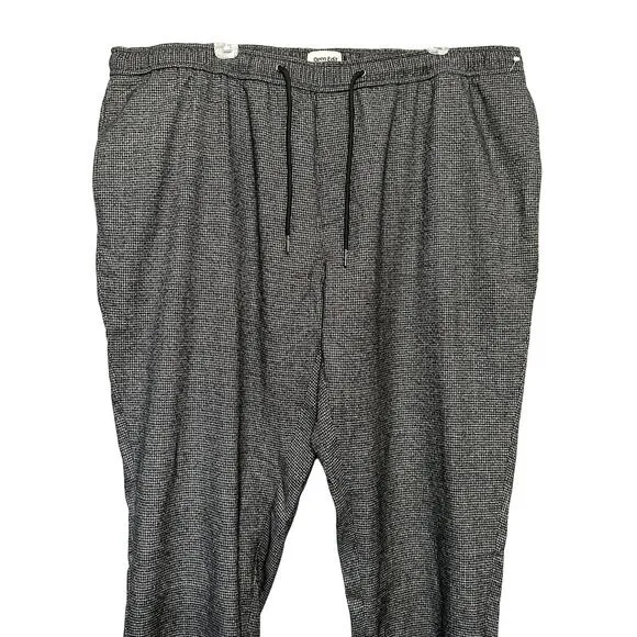 Open Edit Houndstooth Crop Pants Adjustable Drawstring Black Gray Men's 2XL NWT