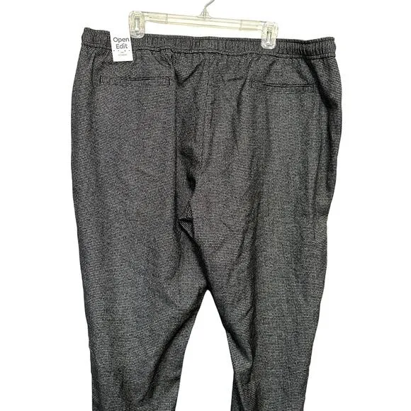 Open Edit Houndstooth Crop Pants Adjustable Drawstring Black Gray Men's 2XL NWT