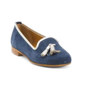 OROSCURO Blue Made In Italy Suede Ballerina Flats