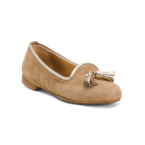 OROSCURO Taupe Made In Italy Suede Ballerina Flats
