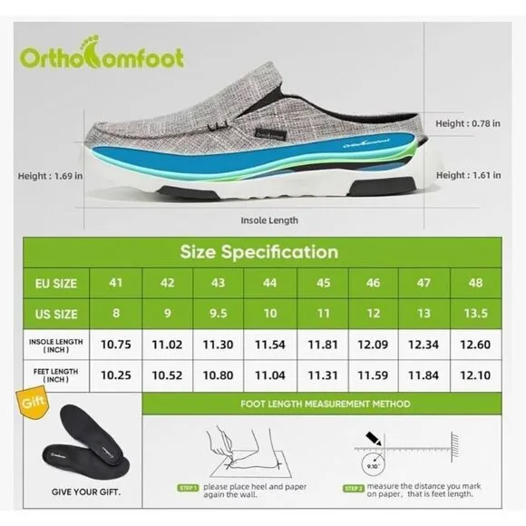OrthoComfoot Men's Orthopedic Slip-On Loafers Walking Shoes with Arch Support