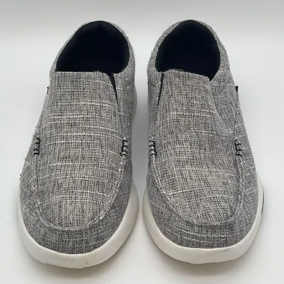 ORTHOCOMFOOT Boat Shoes Mens Size 12 Heather Gray Slip-On Loafers Comfort Canvas