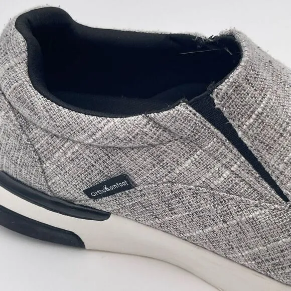 ORTHOCOMFOOT Boat Shoes Mens Size 12 Heather Gray Slip-On Loafers Comfort Canvas