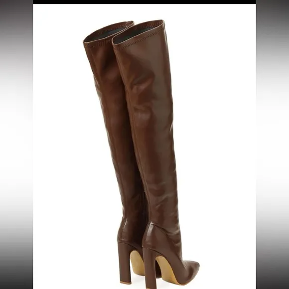 Over The Knee Pointed Toe Side Zipper Autumn And Winter Boots Elastic Pu Leather