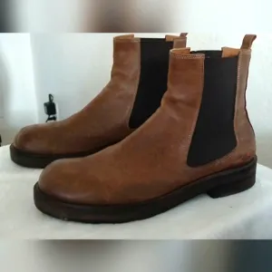 OXS Leather Chelsea Boots, Brown, Size 44, US Size 10.5