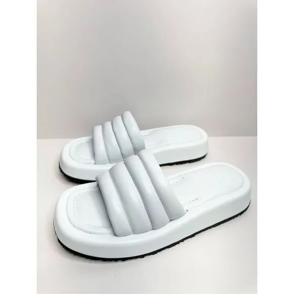 P448 Slides Size US 7 New With Box Womens White Color Summer Sandals