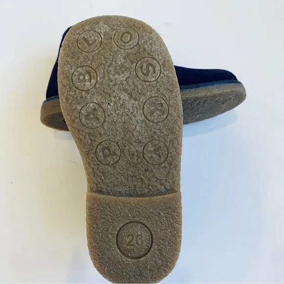 Pablosky kids genuine suede blue Velcro booties