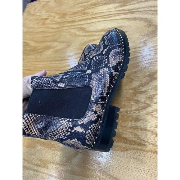 Paige Ankle Women's 6.5 Cecily Stud Trim Snakeskin Embossed Chelsea Boots S5