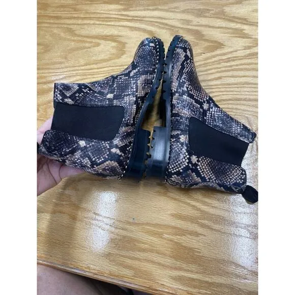Paige Ankle Women's 6.5 Cecily Stud Trim Snakeskin Embossed Chelsea Boots S5