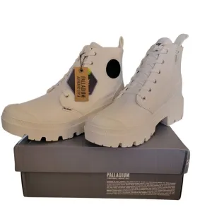 Palladium Boots Platform Canvas Lace Up Side Zip White Womens Size