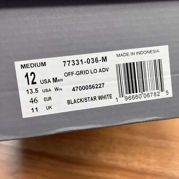 Palladium Off-Grid Lo Adventure Sneakers Black/Star White Men's Size 12 NEW
