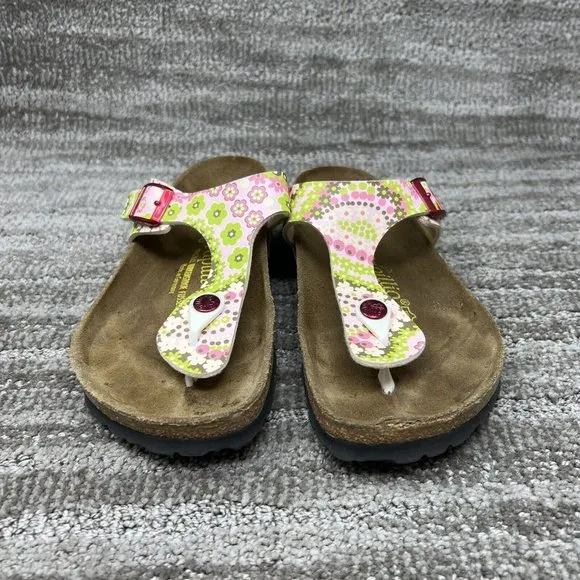 Papillio Birkenstock Gizeh Flower Woman’s Cork Leather Sandals Sz 5