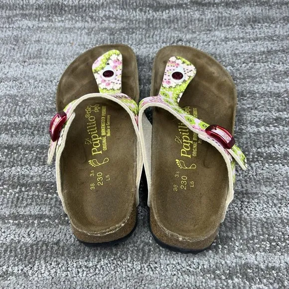 Papillio Birkenstock Gizeh Flower Woman’s Cork Leather Sandals Sz 5