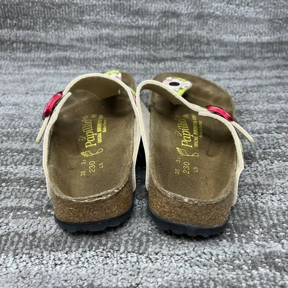 Papillio Birkenstock Gizeh Flower Woman’s Cork Leather Sandals Sz 5