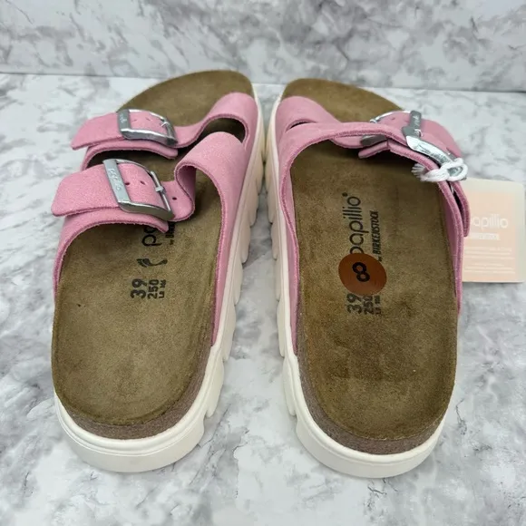 Papillio by Birkenstock Arizona Chunky Suede Leather Candy Pink Sandals WMS Sz 8