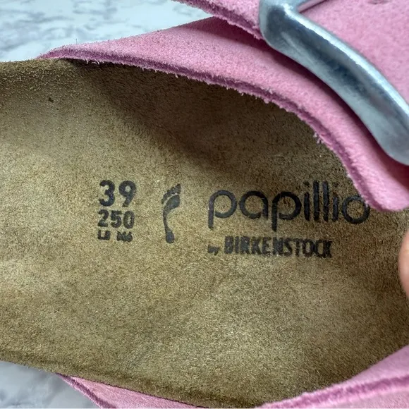 Papillio by Birkenstock Arizona Chunky Suede Leather Candy Pink Sandals WMS Sz 8