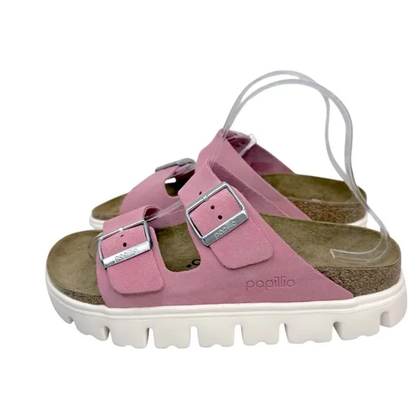 Papillio by Birkenstock Arizona Chunky Suede Leather Candy Pink Sandals WMS Sz 8