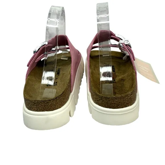 Papillio by Birkenstock Arizona Chunky Suede Leather Candy Pink Sandals WMS Sz 8