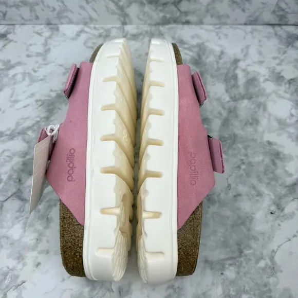 Papillio by Birkenstock Arizona Chunky Suede Leather Candy Pink Sandals WMS Sz 8