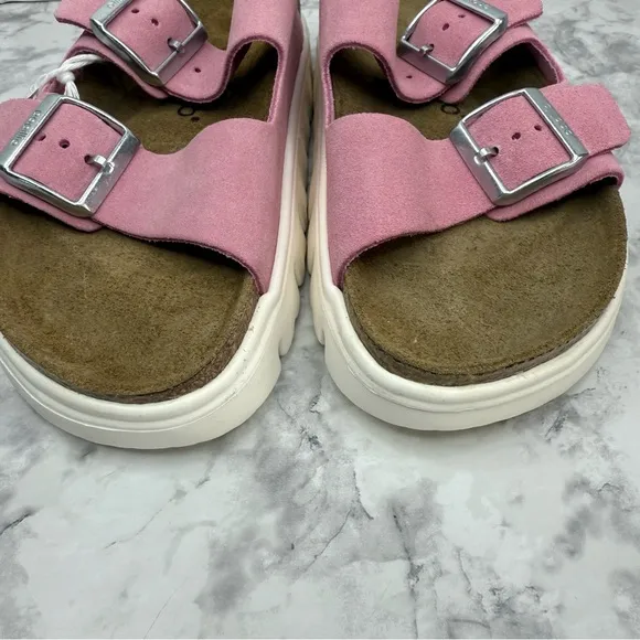 Papillio by Birkenstock Arizona Chunky Suede Leather Candy Pink Sandals WMS Sz 8