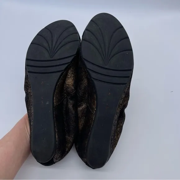 Pas De Rouge Black Red Genuine Suede Leather Wedge Flats