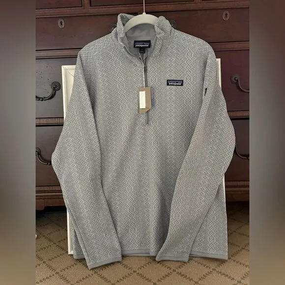Patagonia Better Sweater Quarter-Zip Fleece gray Patterned knit Pullover L  NWT