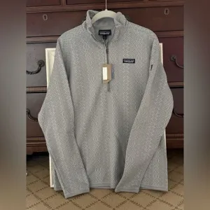 Patagonia Better Sweater Quarter-Zip Fleece gray Patterned knit Pullover L  NWT