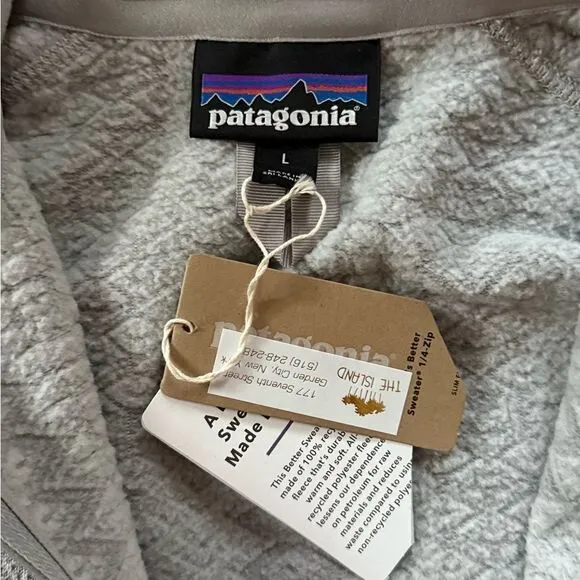 Patagonia Better Sweater Quarter-Zip Fleece gray Patterned knit Pullover L  NWT