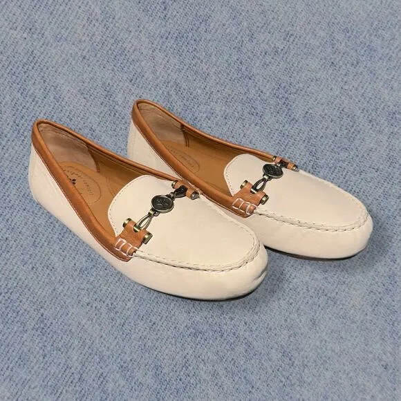 Patricia Nash Women’s White &amp; Tan Leather Loafers - Size 7.5