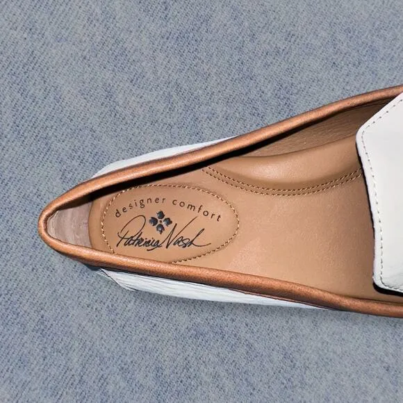 Patricia Nash Women’s White &amp; Tan Leather Loafers - Size 7.5