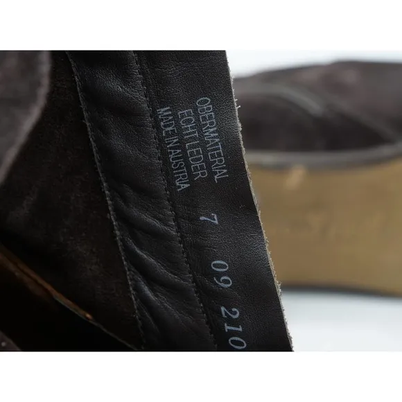 Paul Green Ankle Boots Womens 9.5 Brown Suede Side Zip Buckle Accent UK 7