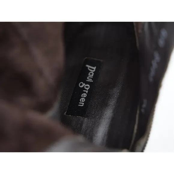 Paul Green Ankle Boots Womens 9.5 Brown Suede Side Zip Buckle Accent UK 7