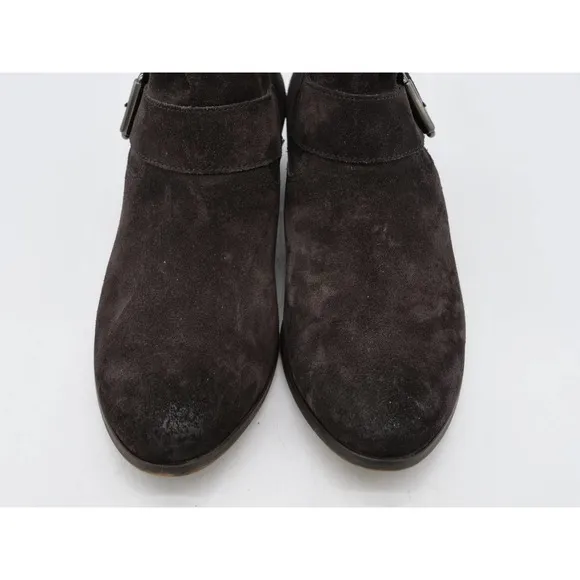 Paul Green Ankle Boots Womens 9.5 Brown Suede Side Zip Buckle Accent UK 7