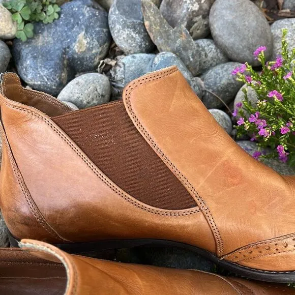 PAUL GREEN JAY WINGTIP CUOIO LEATHER CHELSEA BOOTS, SIZE UK 7/US 9.5