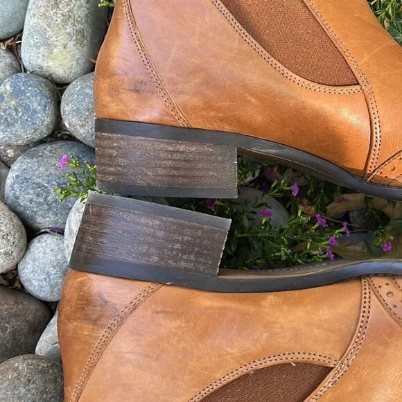 PAUL GREEN JAY WINGTIP CUOIO LEATHER CHELSEA BOOTS, SIZE UK 7/US 9.5
