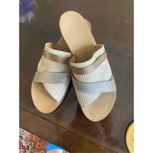 Paul Green Leather Metallic Slides
