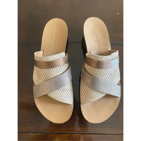 Paul Green Leather Metallic Slides